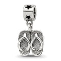 Kids Collection Sterling Silver Flip Flops Dangle Reflections Bead, 16.36 x 8.18 mm