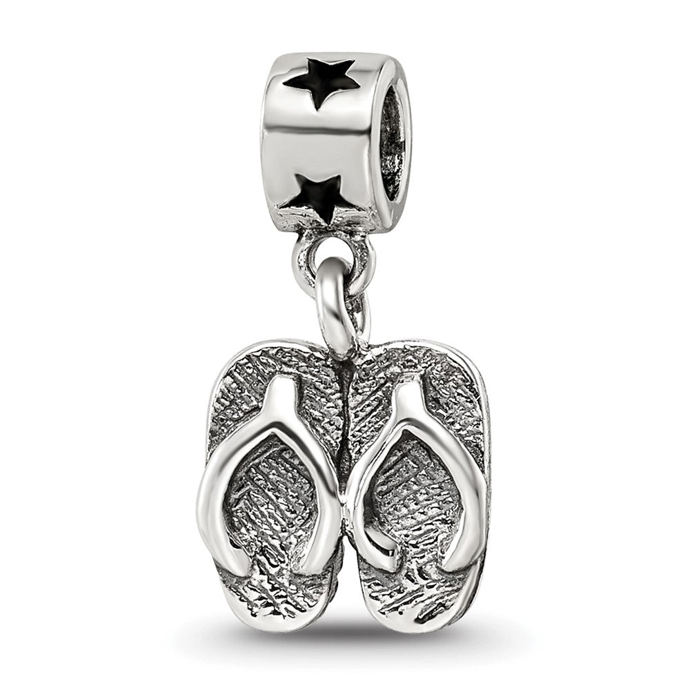 Kids Collection Sterling Silver Flip Flops Dangle Reflections Bead, 16.36 x 8.18 mm