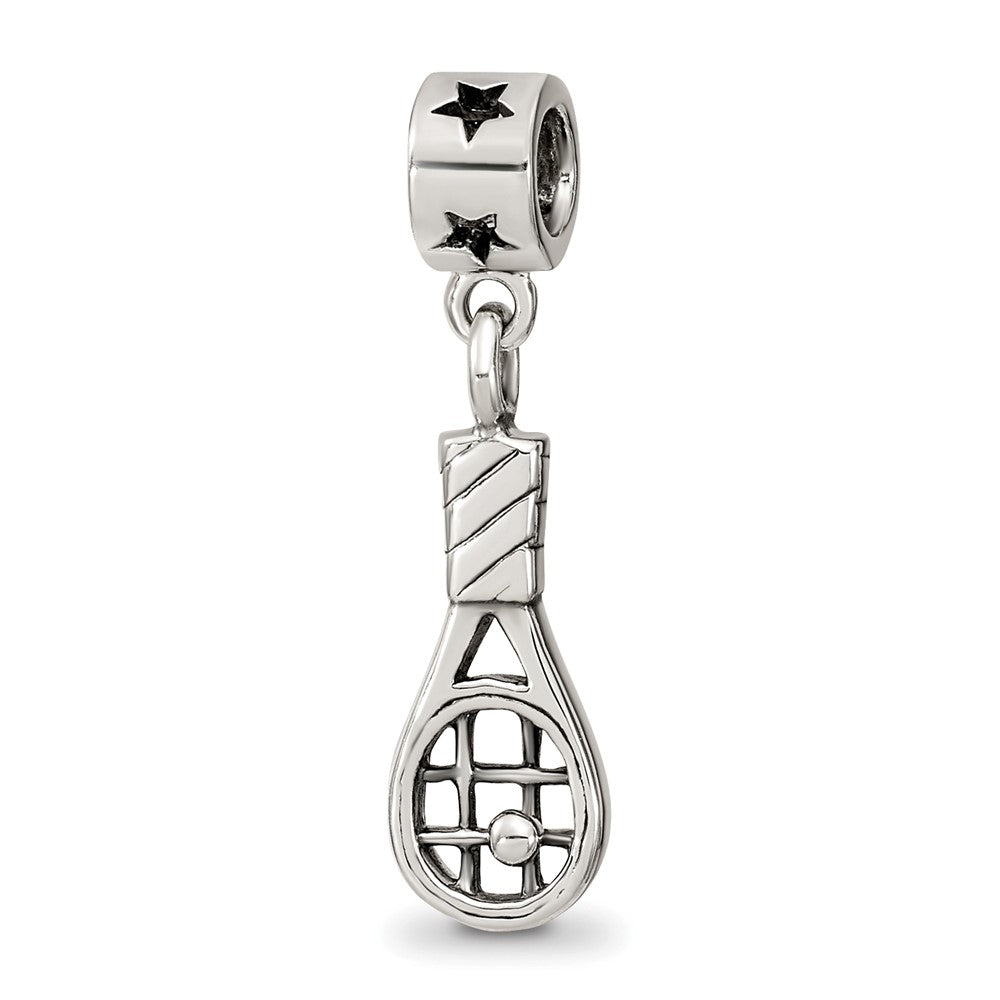 Sterling Silver Reflections Kids Tennis Racket Dangle Bead, 22.73 x 6.36 mm