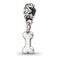 Kids Collection Sterling Silver Dog Bone Dangle Reflections Bead, 17.27 x 4.55 mm