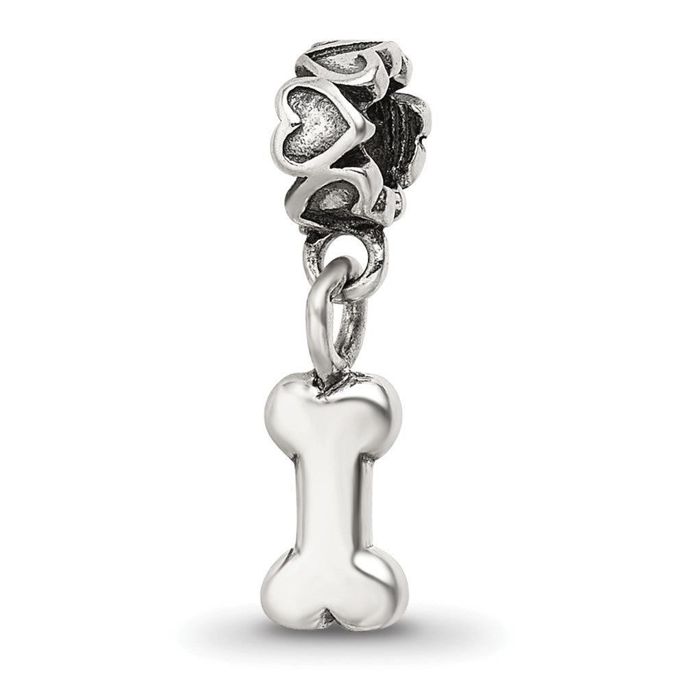 Kids Collection Sterling Silver Dog Bone Dangle Reflections Bead, 17.27 x 4.55 mm