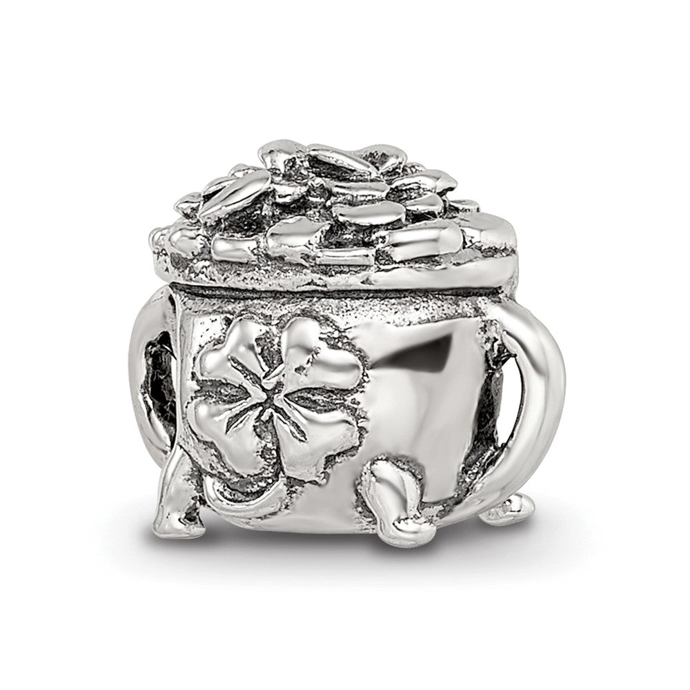 Sterling Silver Reflections Pot-of-Gold Bead, 8.18 x 11.82 mm
