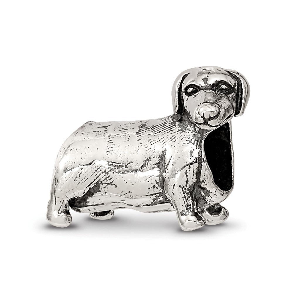 Sterling Silver Reflections Dachshound Bead, 9.09 x 11.82 mm