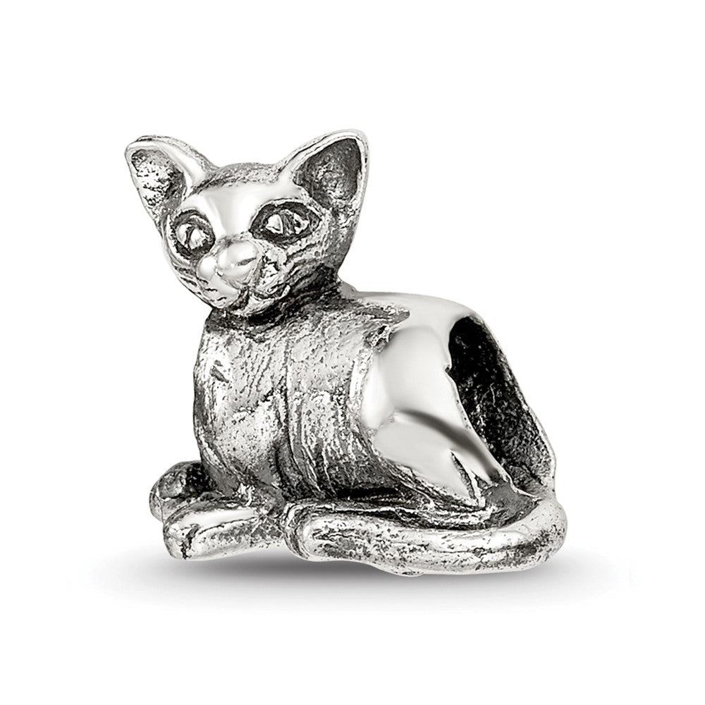 Sterling Silver Reflections Sphinx Cat Bead, 10 x 10.91 mm