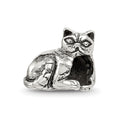 Sterling Silver Reflections Exotic Shorthair Cat Bead, 9.09 x 10 mm