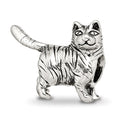 Sterling Silver Reflections American Shorthair Cat Bead, 11.82 x 12.73 mm