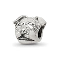 Sterling Silver Reflections Rottweiler Head Bead, 8.18 x 10 mm