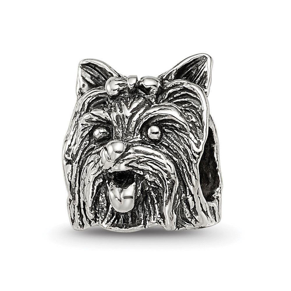 Sterling Silver Reflections Yorkshire Terrier Head Bead, 10 x 9.09 mm