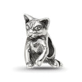 Sterling Silver Reflections Abyssinian Cat Bead, 11.82 x 8.18 mm