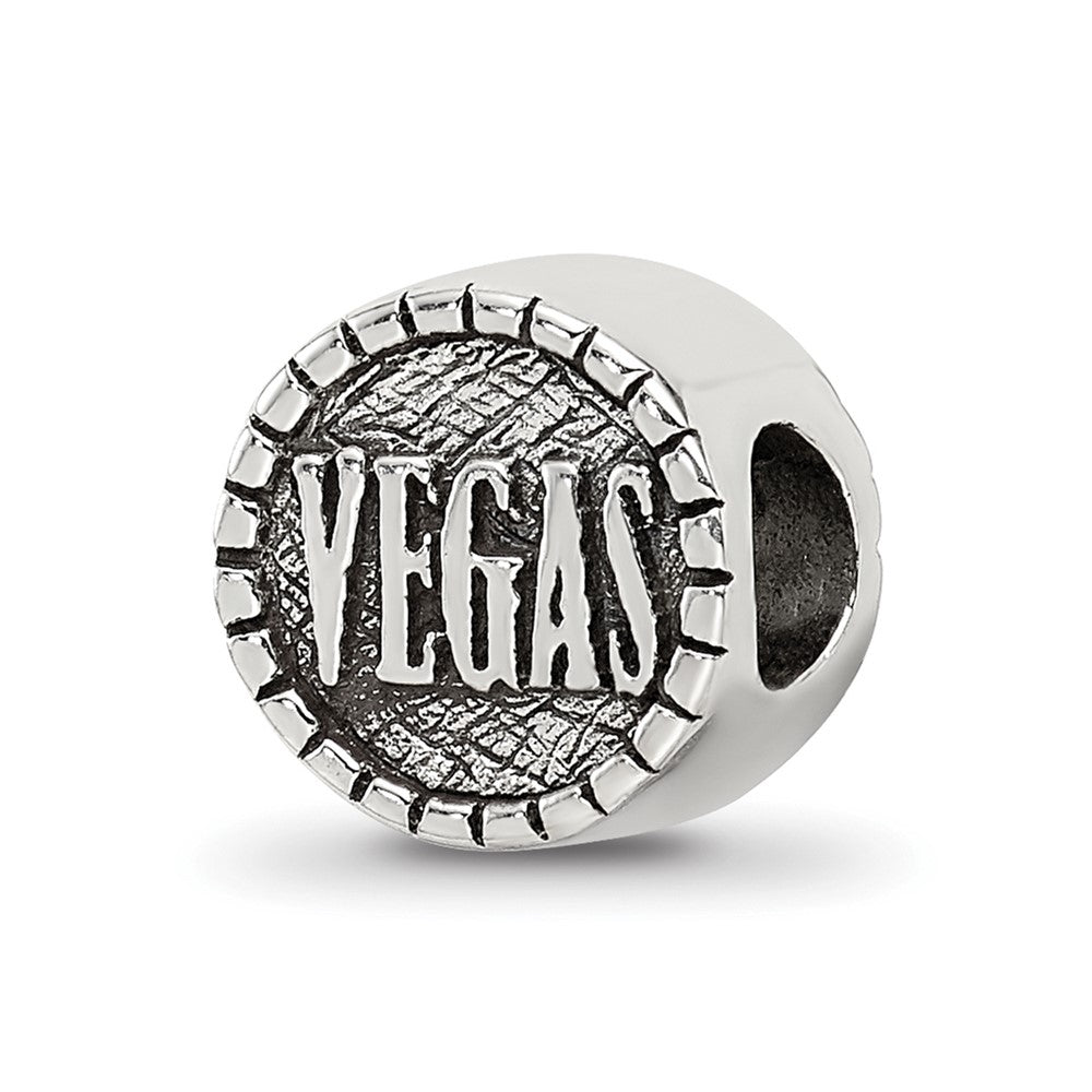 Sterling Silver Reflections 2-sided Vegas Bead, 8.18 x 8.18 mm