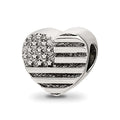 Sterling Silver Reflections Heart Flag Bead, 9.09 x 10 mm