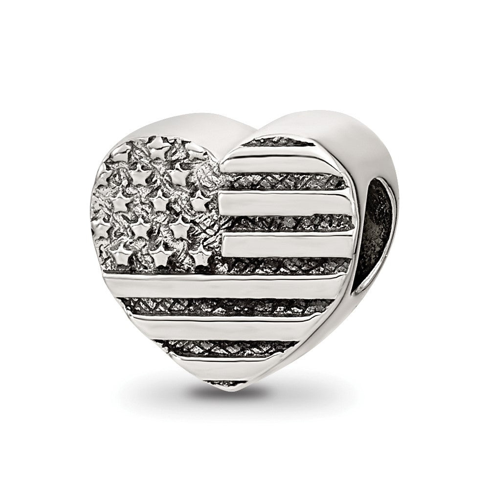 Sterling Silver Reflections Heart Flag Bead, 9.09 x 10 mm