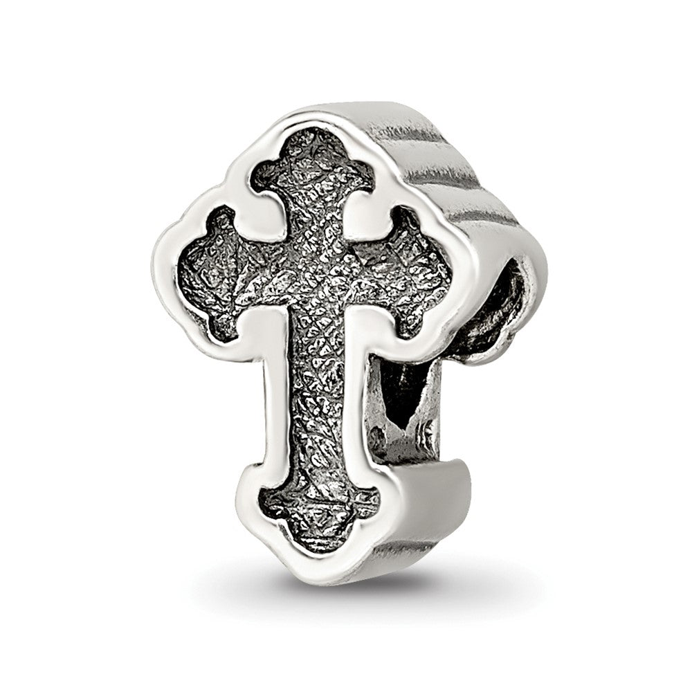 Sterling Silver Reflections Budded Cross Bead, 11.82 x 8.18 mm