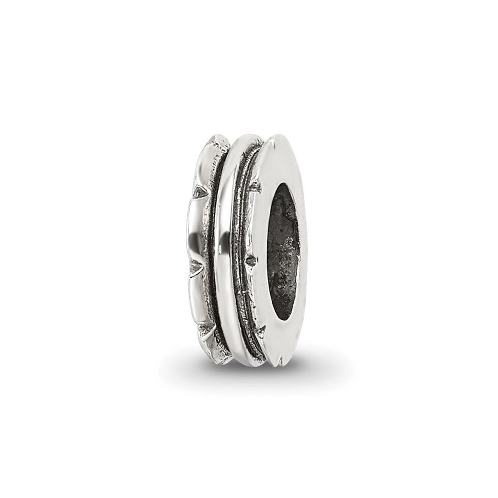 Sterling Silver Reflections Grooved Spacer Bead, 8.18 x 2.73 mm