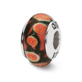 Sterling Silver Reflections Red/Orange Hand-blown Glass Bead, 12.73 x 7.27 mm