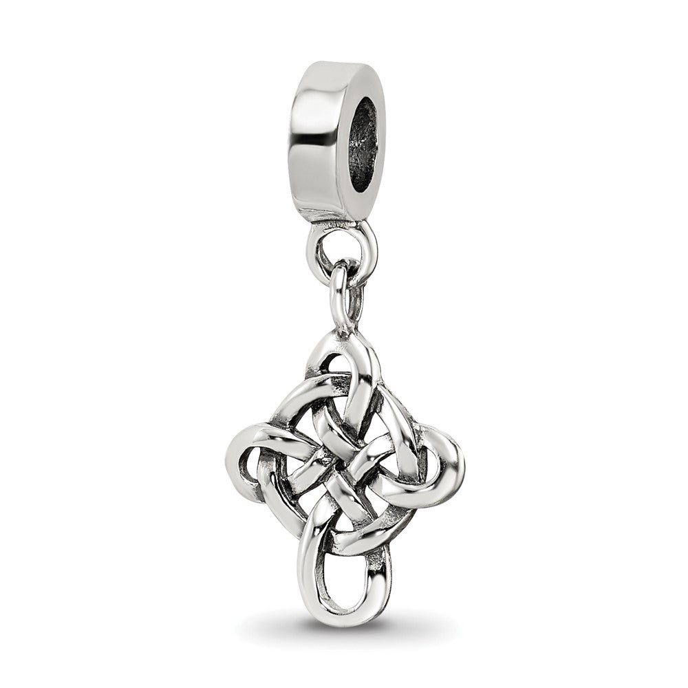 Sterling Silver Reflections Celtic Weave Cross Dangle Bead, 26.36 x 7.27 mm