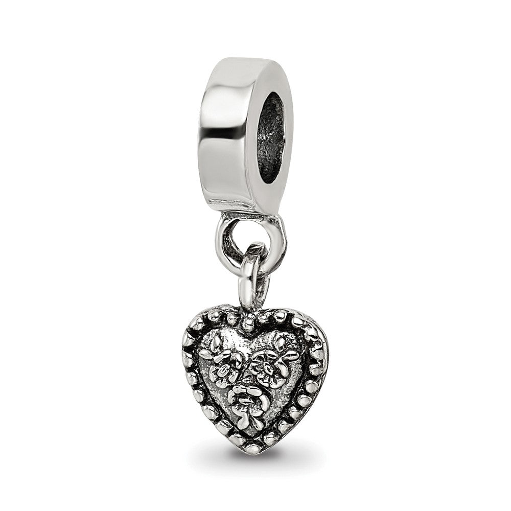 Sterling Silver Reflections Heart Dangle Bead, 20 x 7.27 mm