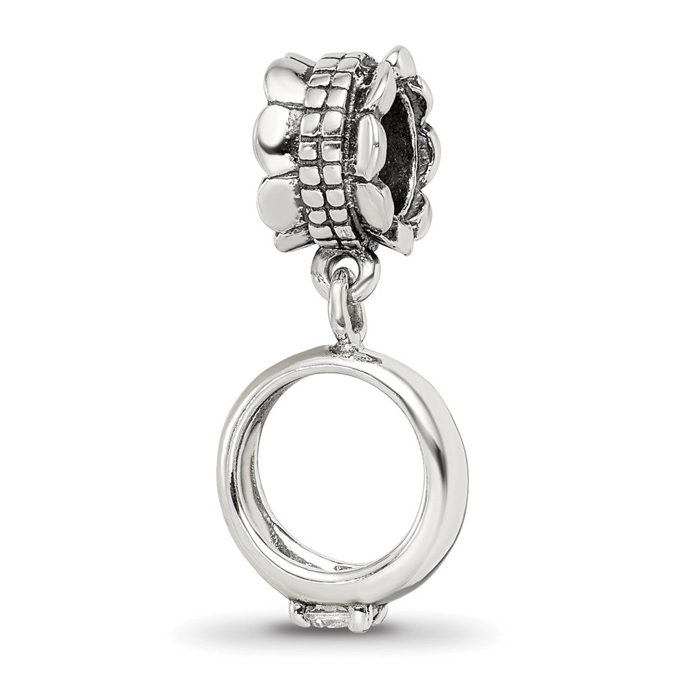 Sterling Silver Reflections CZ Engagement Ring Dangle Bead, 22.73 x 5.45 mm