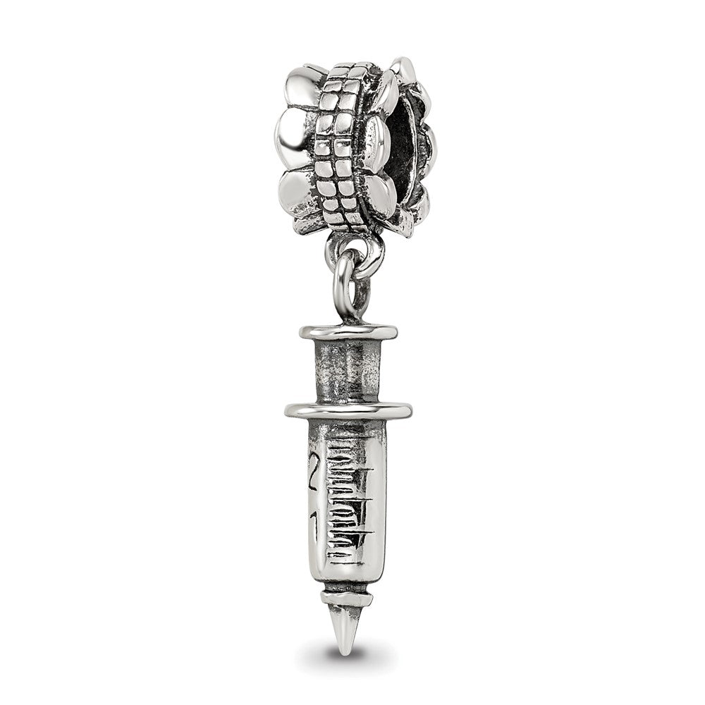 Sterling Silver Reflections Syringe Dangle Bead, 27.27 x 5.45 mm