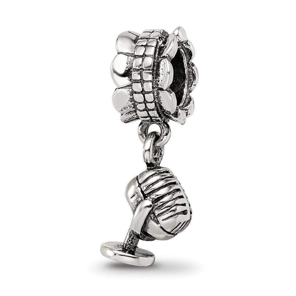 Sterling Silver Reflections Microphone Dangle Bead, 19.09 x 5.45 mm