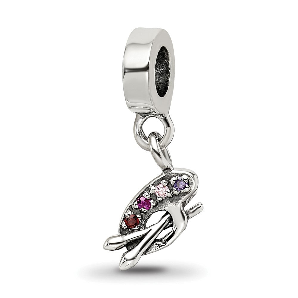 Sterling Silver Reflections Artist Palette Multi-color CZ Dangle Bead, 20 x 6.36 mm