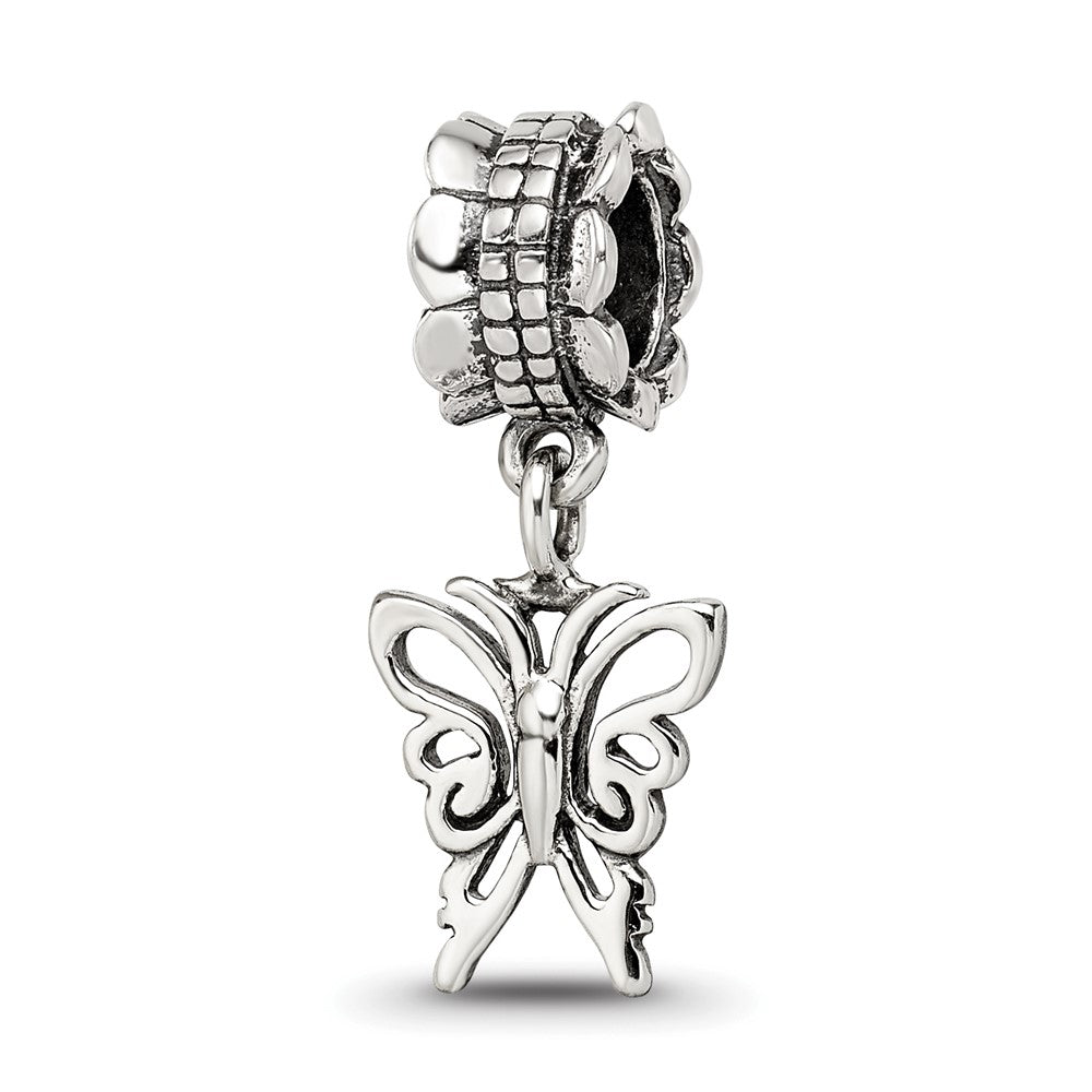 Sterling Silver Reflections Butterfly Dangle Bead, 22.73 x 8.18 mm