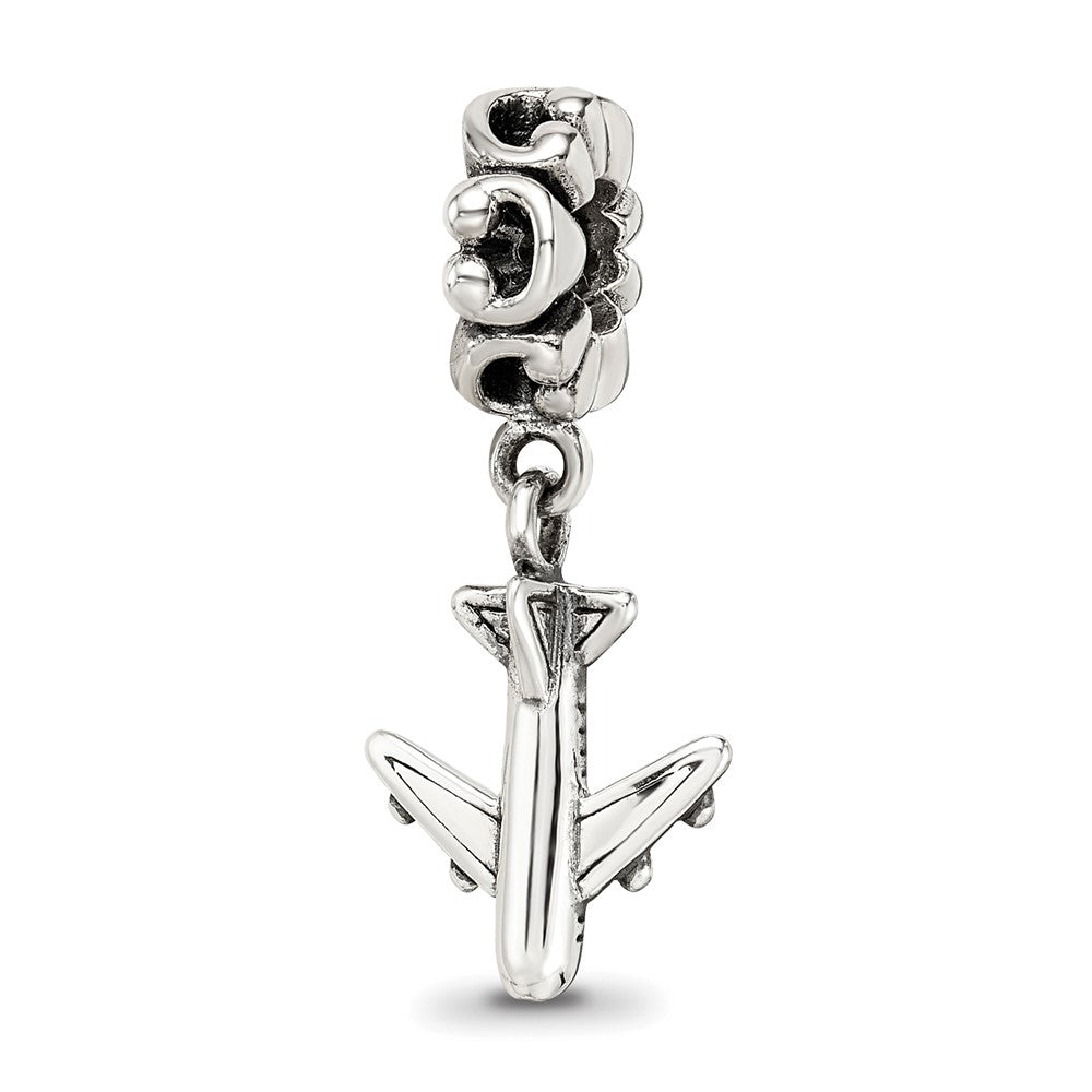 Sterling Silver Reflections Airplane Dangle Bead, 27.27 x 10.91 mm