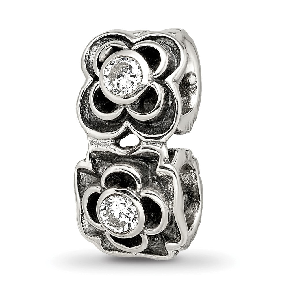 Sterling Silver Reflections CZ Connector Bead, 18.18 x 7.27 mm