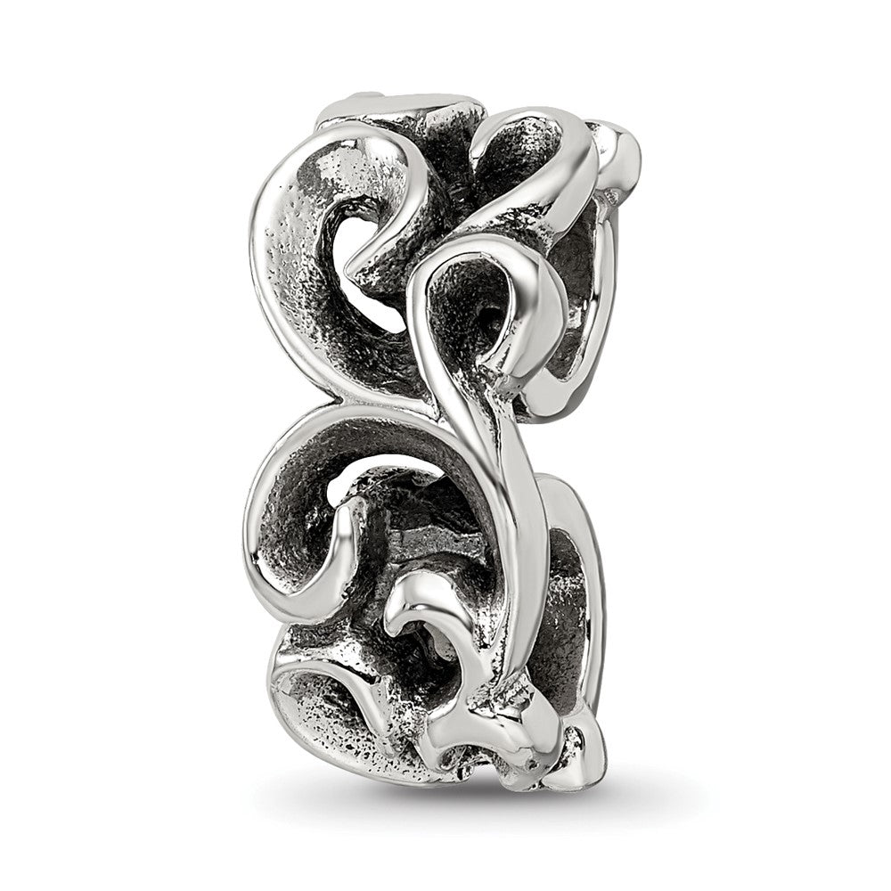 Sterling Silver Reflections Scroll Connector Bead, 20 x 8.18 mm