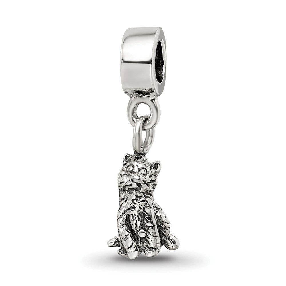Kids Collection Sterling Silver Cat Dangle Reflections Bead, 20 x 5.45 mm