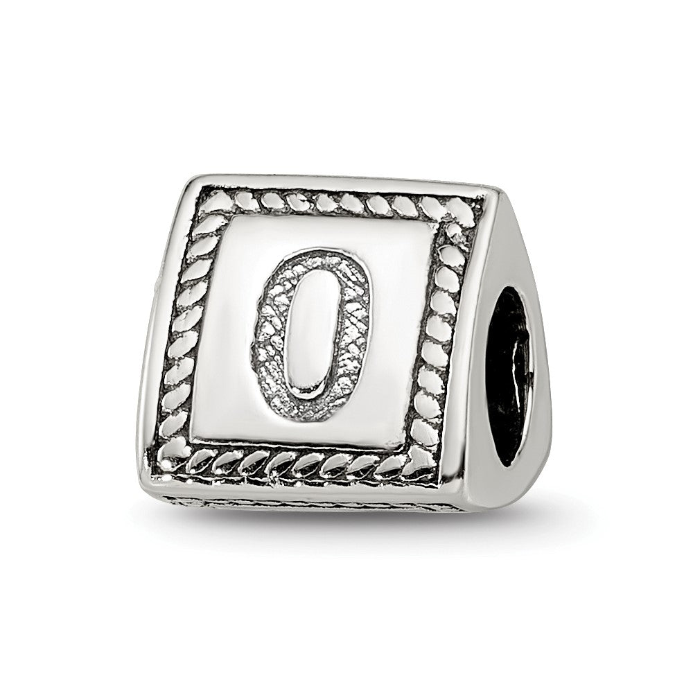Sterling Silver Reflections Number 0 Triangle Block Bead, 8.18 x 8.18 mm