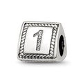 Sterling Silver Reflections Number 1 Triangle Block Bead, 8.18 x 8.18 mm