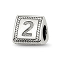 Sterling Silver Reflections Number 2 Triangle Block Bead, 8.18 x 8.18 mm