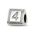 Sterling Silver Reflections Number 4 Triangle Block Bead, 8.18 x 8.18 mm