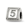 Sterling Silver Reflections Number 5 Triangle Block Bead, 8.18 x 8.18 mm