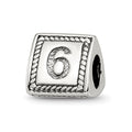 Sterling Silver Reflections Number 6 Triangle Block Bead, 8.18 x 8.18 mm