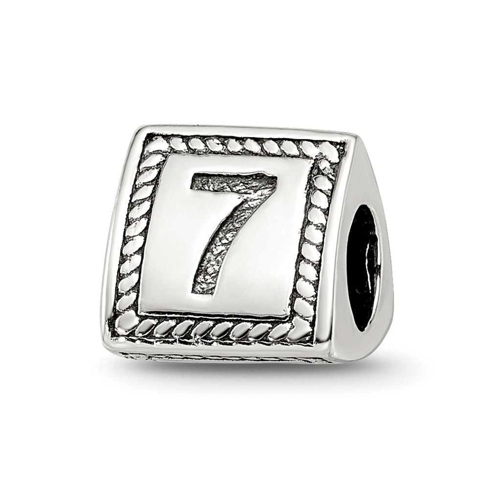 Sterling Silver Reflections Number 7 Triangle Block Bead, 8.18 x 8.18 mm