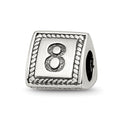 Sterling Silver Reflections Number 8 Triangle Block Bead, 8.18 x 8.18 mm