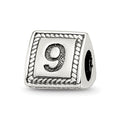Sterling Silver Reflections Number 9 Triangle Block Bead, 8.18 x 8.18 mm