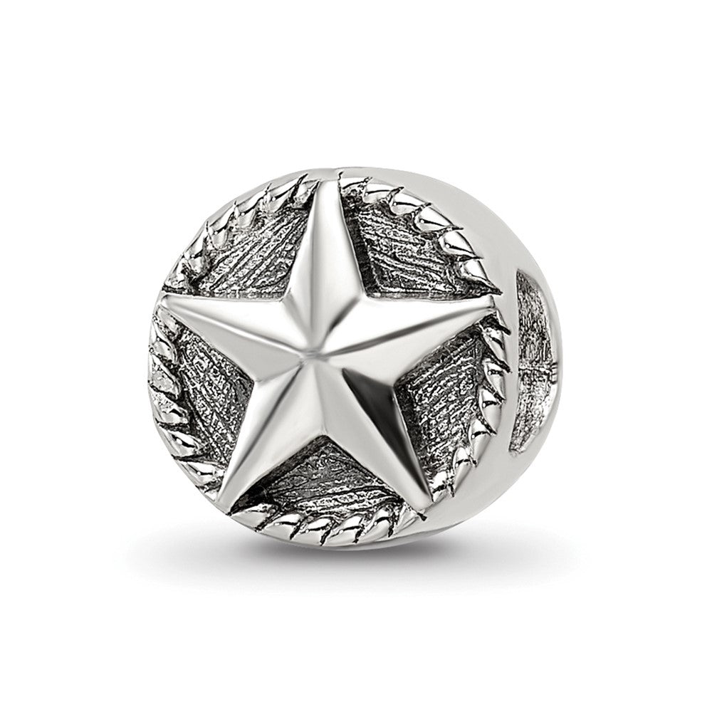 Sterling Silver Reflections Antiqued Star Bead, 9.09 x 9.09 mm