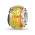 Sterling Silver Reflections Yellow Dichroic Glass Bead, 11.82 x 5.45 mm