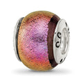 Sterling Silver Reflections Pink Dichroic Glass Bead, 11.82 x 5.45 mm, 1.62 g