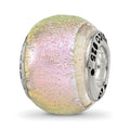 Sterling Silver Reflections Pink Dichroic Glass Bead, 11.82 x 5.45 mm, 1.71 g