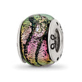 Sterling Silver Reflections Pink Dichroic Glass Bead, 11.82 x 5.45 mm, 1.89 g