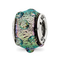 Sterling Silver Reflections Purple Dichroic Glass Bead, 13.64 x 6.36 mm