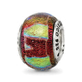 Sterling Silver Reflections Orange Dichroic Glass Bead, 11.82 x 5.45 mm, 2.07 g