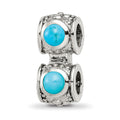 Sterling Silver Reflections Turquoise Connector Bead, 19.09 x 8.18 mm