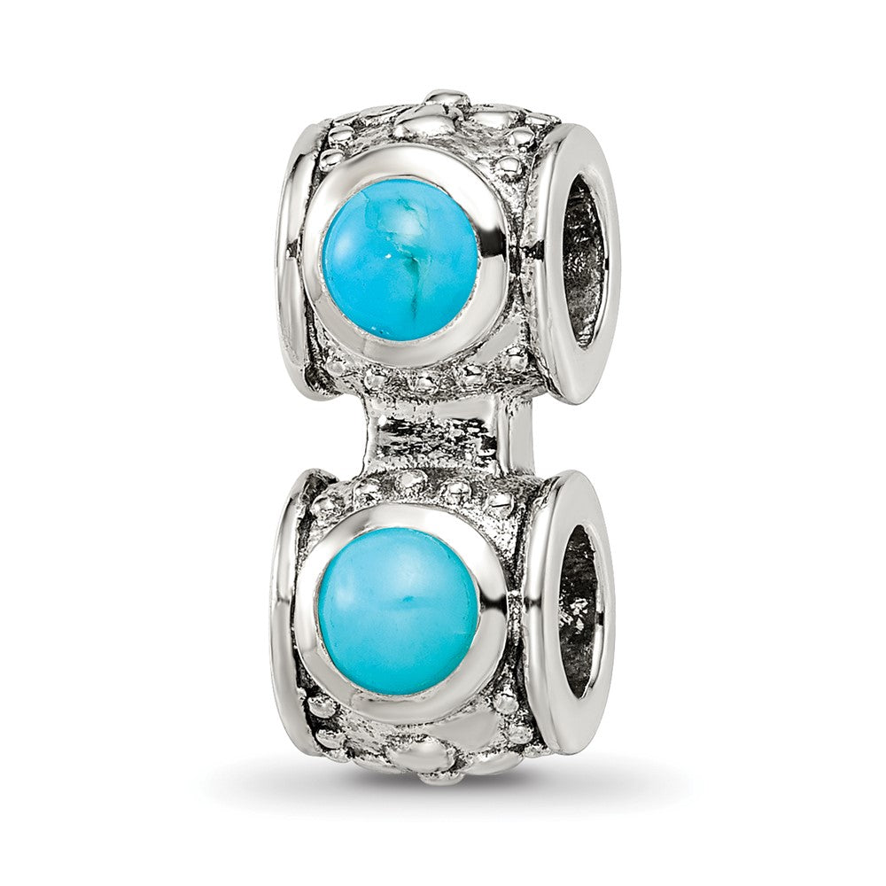 Sterling Silver Reflections Turquoise Connector Bead, 19.09 x 8.18 mm