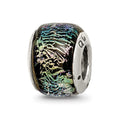 Sterling Silver Reflections Rainbow Dichroic Glass Bead, 12.73 x 7.27 mm
