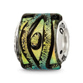 Sterling Silver Reflections Yellow Dichroic Glass Bead, 12.73 x 7.27 mm